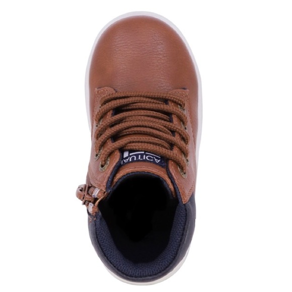 Nautica Dress Bootie Lace Up Chukka for Boys Toddler Bowenswarf - Tan Navy 7 - Picture 4 of 5